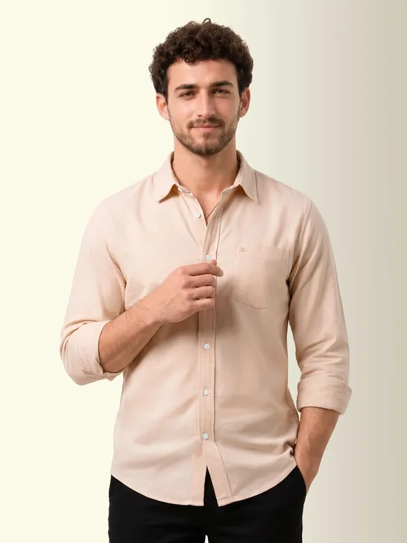 Beige Oxford Plain Shirt