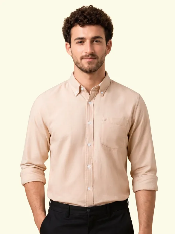 Beige Oxford Plain Shirt