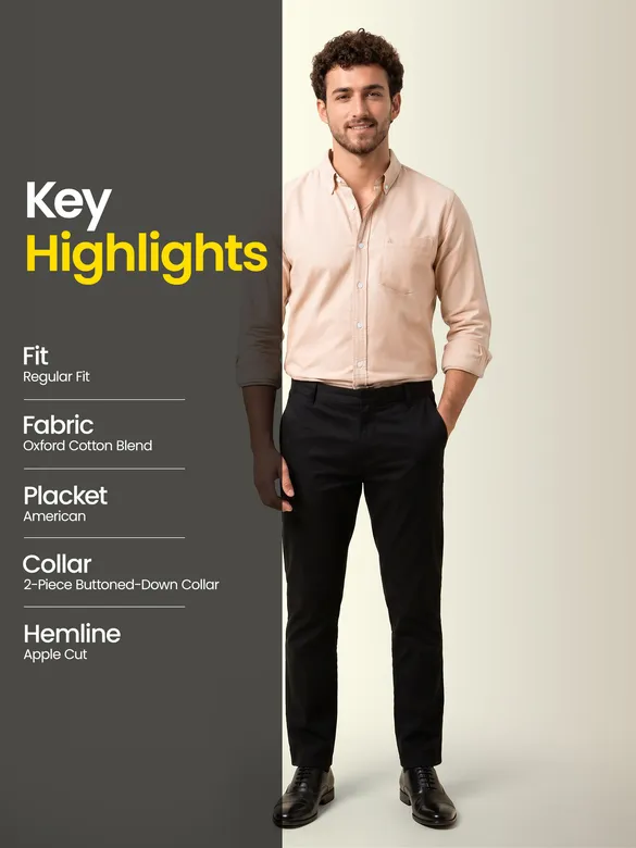 Beige Oxford Plain Shirt