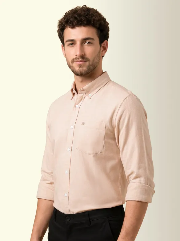 Beige Oxford Plain Shirt