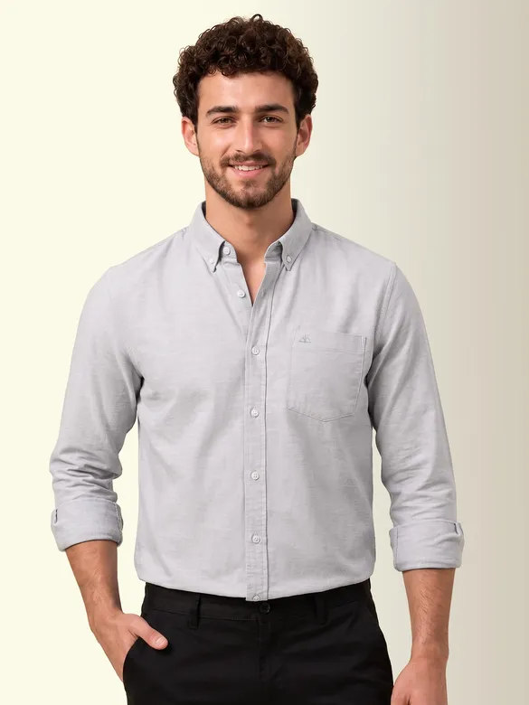 Grey Oxford Plain Shirt
