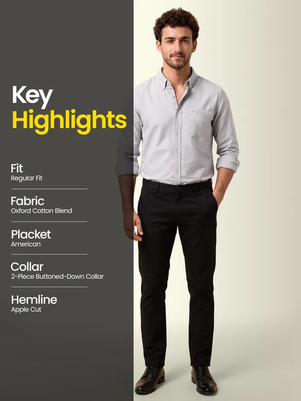 Grey Oxford Plain Shirt