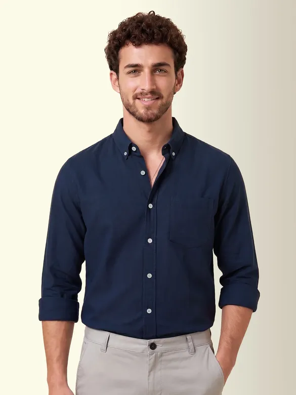 Navy Oxford Plain Shirt