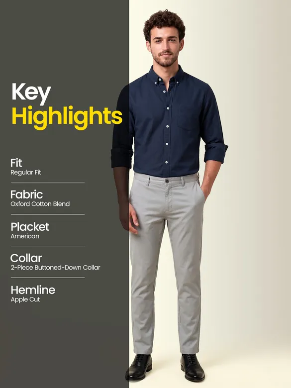 Navy Oxford Plain Shirt