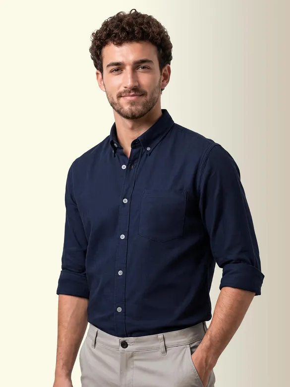 Navy Oxford Plain Shirt