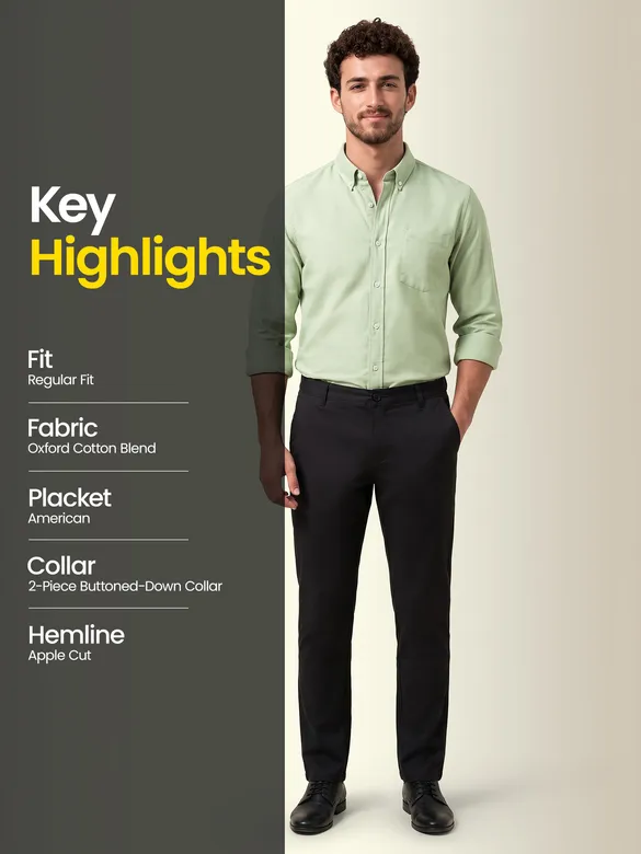 Pista Green Oxford Plain Shirt