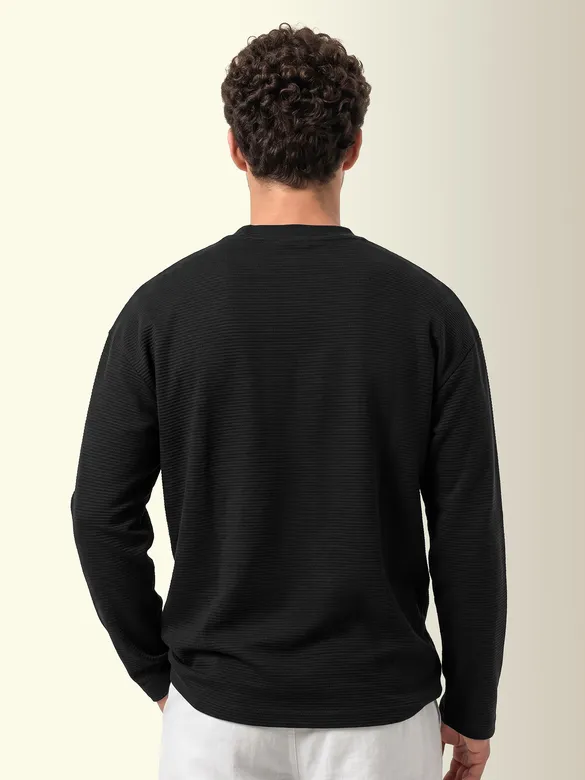 Black Recycled Full Sleeves Relaxed T-Shirt