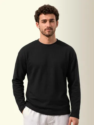 Black Recycled Full Sleeves Relaxed T-Shirt
