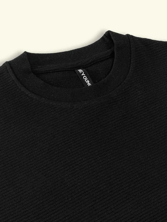 Black Recycled Full Sleeves Relaxed T-Shirt