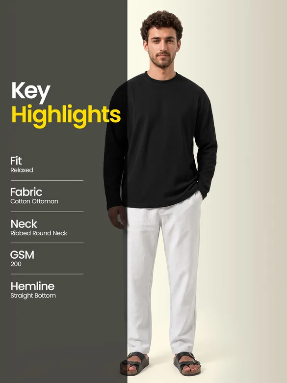 Black Recycled Full Sleeves Relaxed T-Shirt