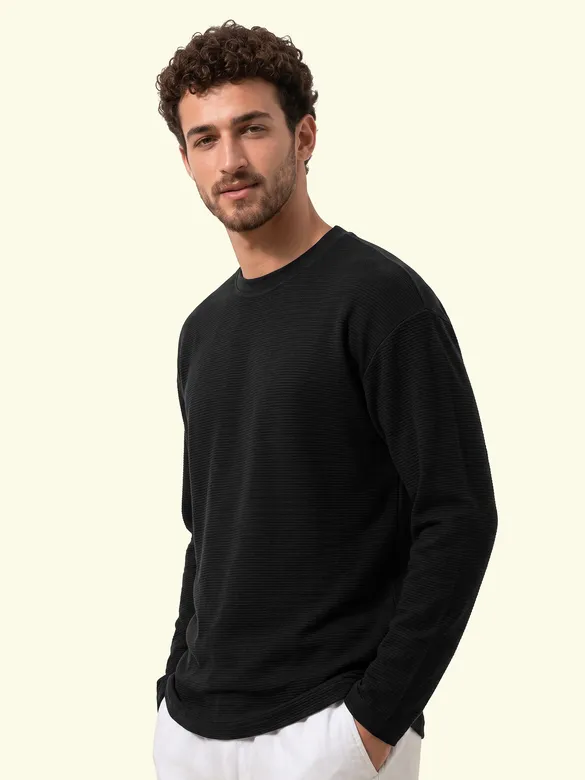 Black Recycled Full Sleeves Relaxed T-Shirt