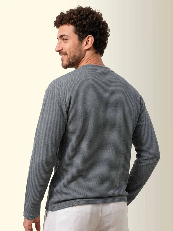 Grey Recycled Full Sleeves Relaxed T-Shirt