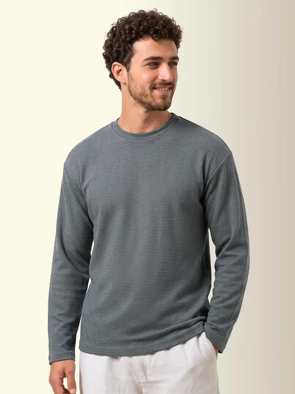 Grey Recycled Full Sleeves Relaxed T-Shirt