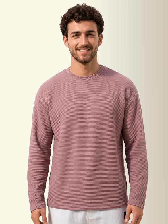 Mauve Recycled Full Sleeves Relaxed T-Shirt