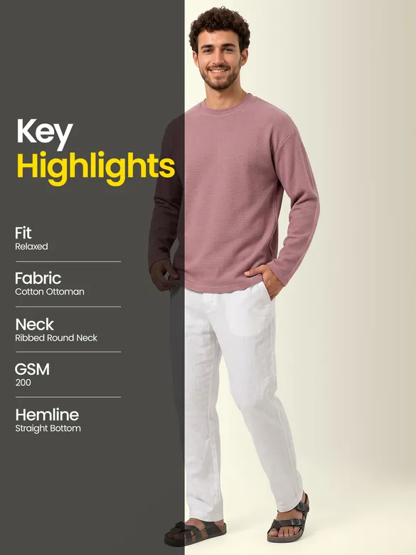 Mauve Recycled Full Sleeves Relaxed T-Shirt