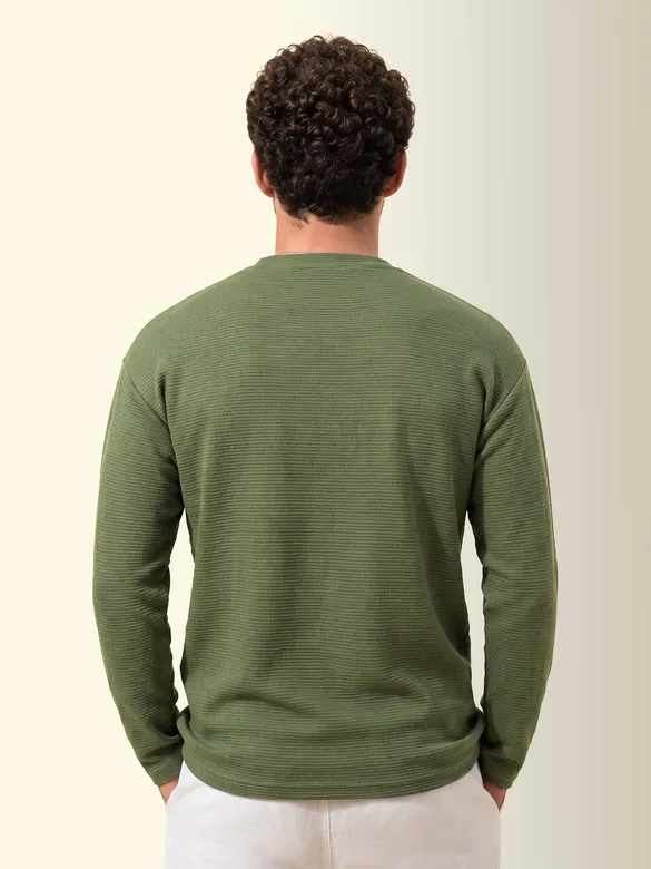 Olive Green Recycled Full Sleeves Relaxed T-Shirt