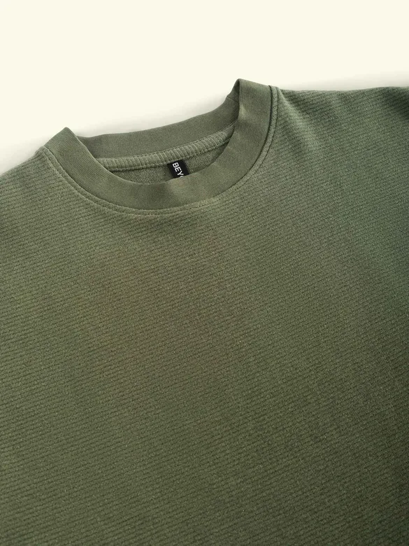 Olive Green Recycled Full Sleeves Relaxed T-Shirt