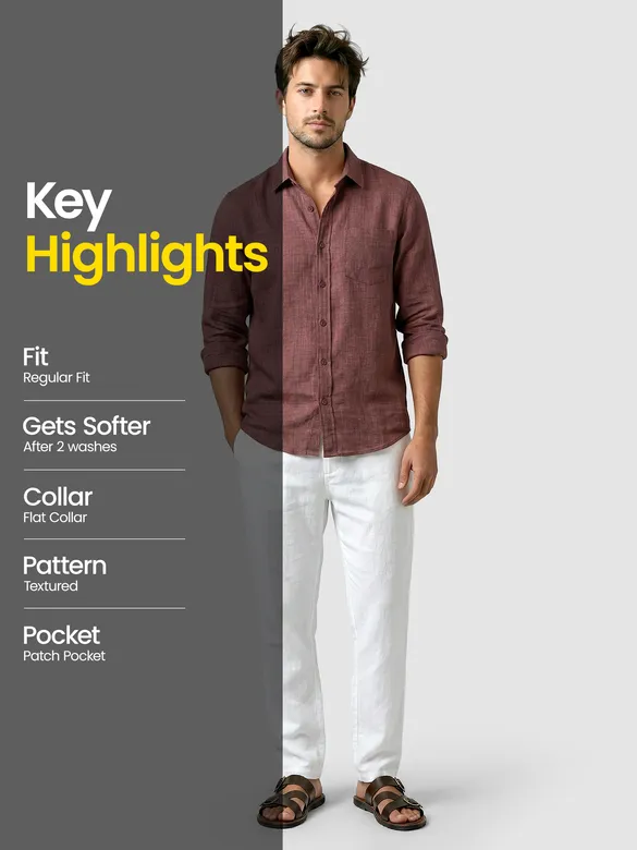 Baked Clay Linen Textured Shirt