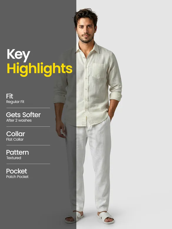 Cream Linen Textured Shirt