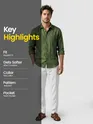 Dark Olive Linen Textured Shirt