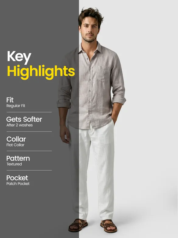 Beige Linen Textured Shirt
