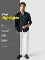 Navy Linen Textured Shirt