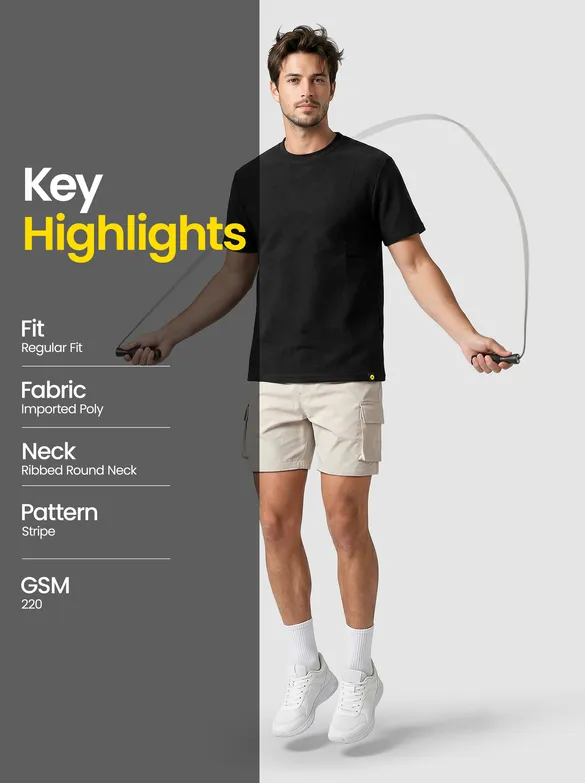 Black Jacquard Striped T-Shirt