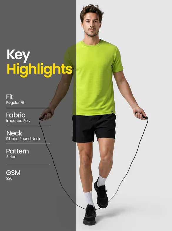 Lime Jacquard Striped T-Shirt