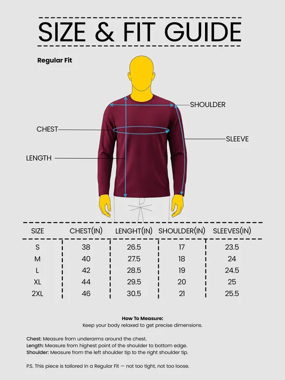 Plain Burgundy Full Sleeves T-shirt