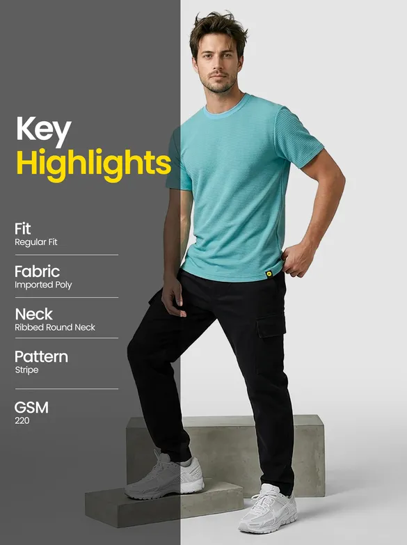 Pool Blue Jacquard Striped T-Shirt