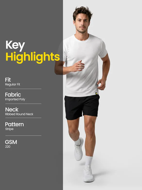 White Jacquard Striped T-Shirt