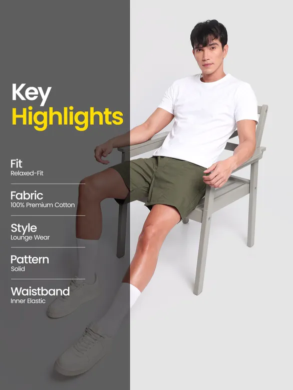 Plain Army Green Mens Boxer