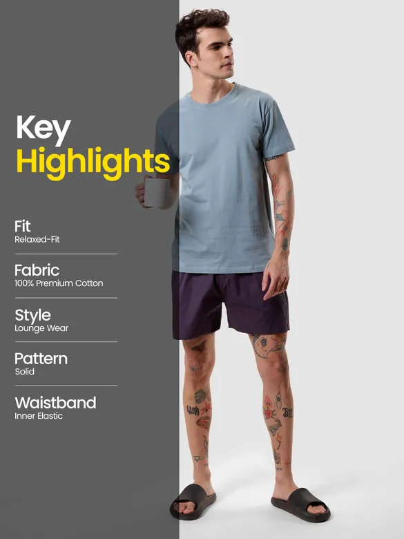 Plain Dark Violet Mens Boxer