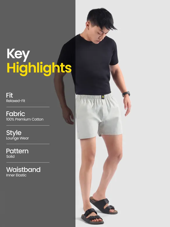 Plain Light Grey Mens Boxers