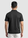 Black Geometric Jacquard Textured Zipper Polo T-Shirt