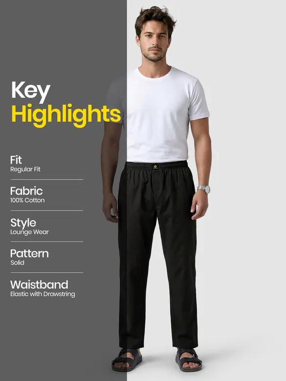 Black Regular-fit Pajamas