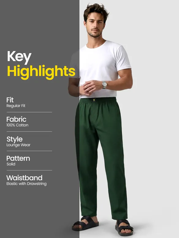 Bottle Green Regular-fit Pajamas