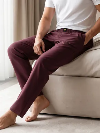 Mens pajama pants in maron color - Regular-fit