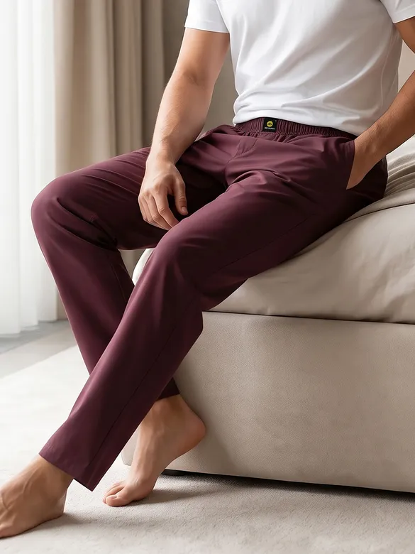 Mens pajama pants in maron color - Regular-fit