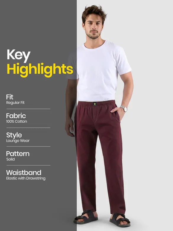 Maroon Regular-fit Pajamas