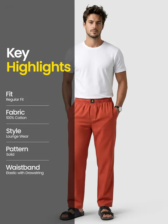 Rust Orange Regular-fit Pajamas