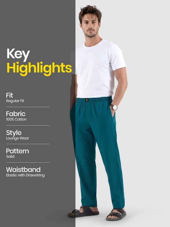 Teal Blue Regular-fit Pyjamas