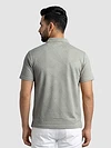 Silver fox Grey Geometric Jacquard Textured Zipper Polo T-Shirt