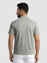 Silver fox Grey Geometric Jacquard Textured Zipper Polo T-Shirt