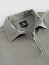Silver fox Grey Geometric Jacquard Textured Zipper Polo T-Shirt