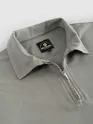 Silver fox Grey Geometric Jacquard Textured Zipper Polo T-Shirt