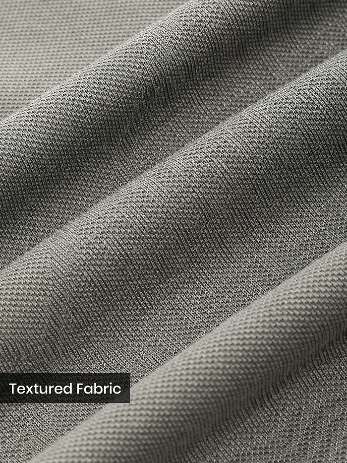 Silver fox Grey Geometric Jacquard Textured Zipper Polo T-Shirt