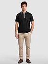 Black Texture Knit Zipper Polo T-shirt