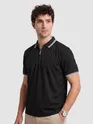 Black Texture Knit Zipper Polo T-shirt
