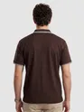 Brown Texture Knit Zipper Polo T-shirt